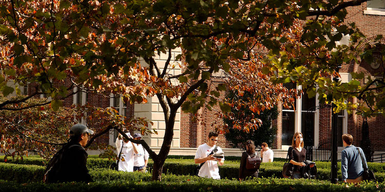 People walking on Columbia's Morningside campus.
