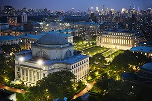 Evening aerial shot of Morningside campus 