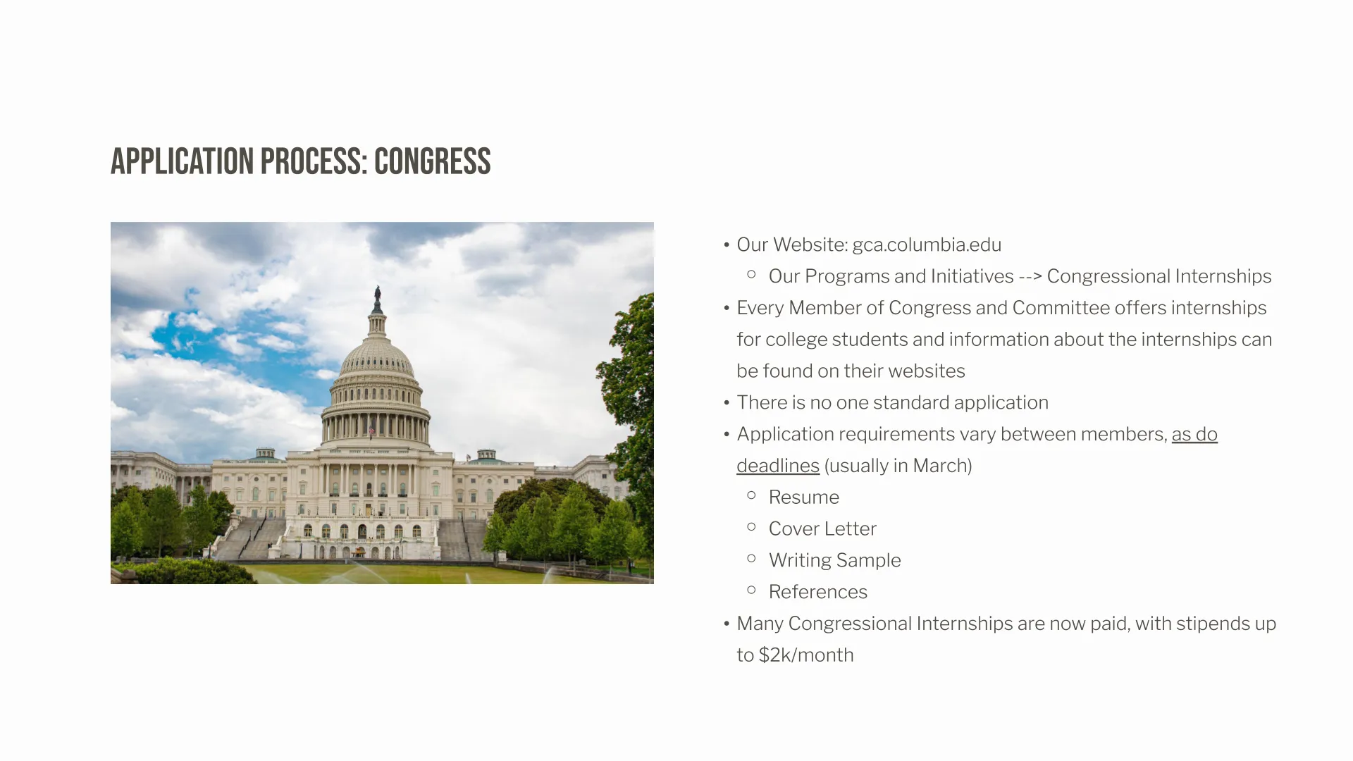 Application Process: Congress