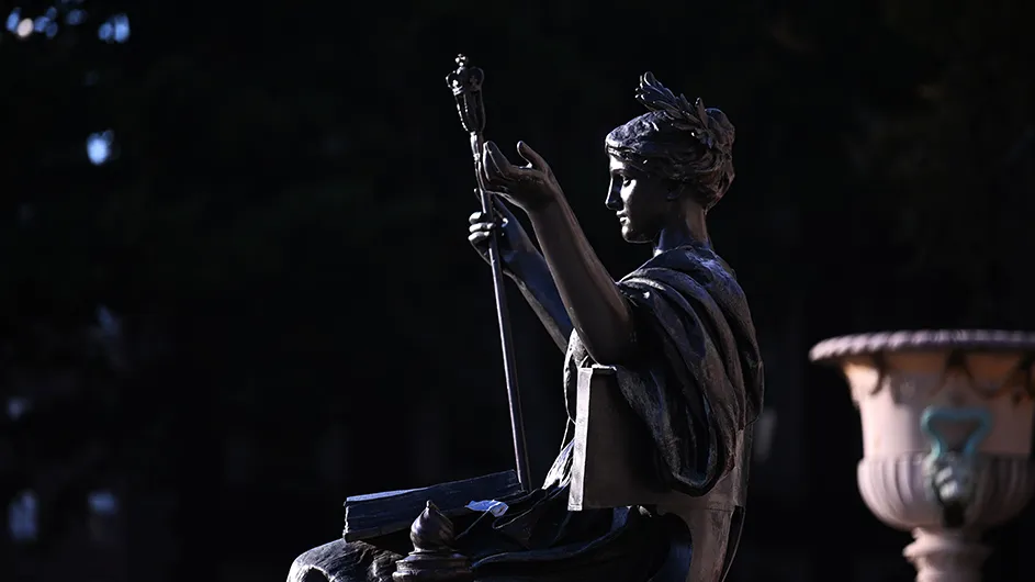 The statue Alma Mater on Columbia University's Morningside campus. 