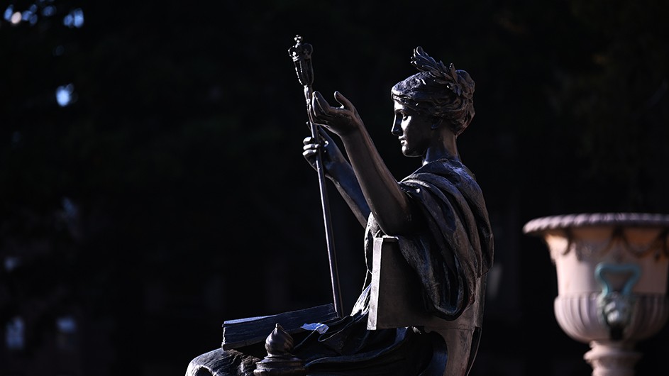 The statue Alma Mater on Columbia University's Morningside campus. 